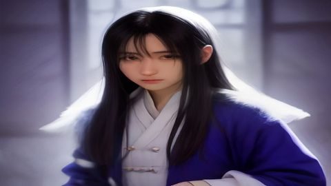 插画师在数位板前创作和风插画，画面中使用萌黄与鳶色的传统配色描绘日式庭院场景，温暖的工作室灯光氛围